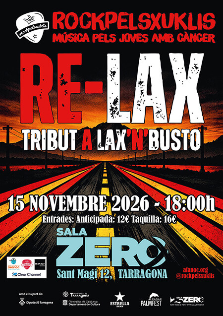 Cartell del concert solidari RPX celebrat el 15 de novembre de 2026 a la Sala Zero de Tarragona a benefici de l'AFANOC.