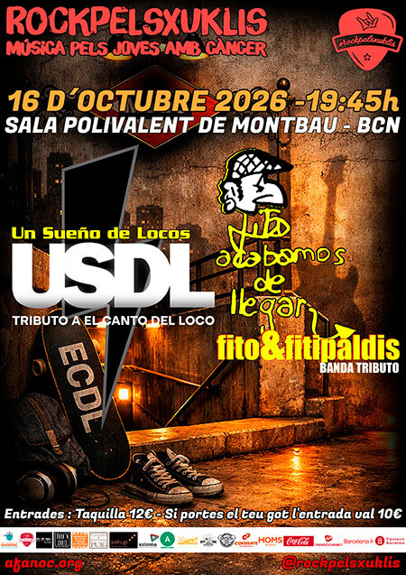 Cartell del concert solidari RPX del 16 d'octubre de 2026 a la Sala Polivalent de Montbau a benefici de l'AFANOC